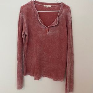 Urban Outfitters Red Long Sleeve Henley Top Size Small